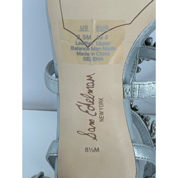 Sam Edelman Selena Embellished Heels Size 8.5M Womens NEW silver 4" dress heel - Picture 11 of 12